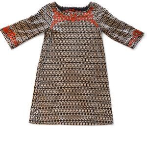 Anthropology THML  small petite Black and White embroidered dress